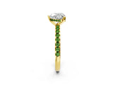 Yellow gold Heart Cut Diamond Solitaire Ring with Round with Peridot side stone Pavé Band and Four-Prong Setting_38