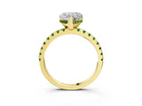 Yellow gold Heart Cut Diamond Solitaire Ring with Round with Peridot side stone Pavé Band and Four-Prong Setting_39