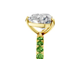 Yellow gold Heart Cut Diamond Solitaire Ring with Round with Peridot side stone Pavé Band and Prong Setting_5