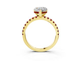 Yellow gold Heart Cut Diamond Solitaire Ring with Round with Ruby side stone Pavé Band and Four-Prong Setting_39