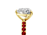 Yellow gold Heart Cut Diamond Solitaire Ring with Round with Ruby side stone Pavé Band and Prong Setting_41