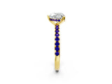 Yellow gold Heart Cut Diamond Solitaire Ring with Round with Tanzanite side stone Pavé Band and Four-Prong Setting_38