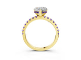 Yellow gold Heart Cut Diamond Solitaire Ring with Round with Tanzanite side stone Pavé Band and Four-Prong Setting_39