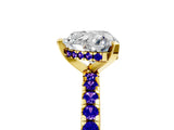 Yellow gold Heart Cut Diamond Solitaire Ring with Round with Tanzanite side stone Pavé Band and Four-Prong Setting_41