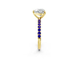 Yellow gold Heart Cut Diamond Solitaire Ring with Round with Tanzanite side stone Pavé Band and Prong Setting_14