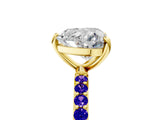 Yellow gold Heart Cut Diamond Solitaire Ring with Round with Tanzanite side stone Pavé Band and Prong Setting_17