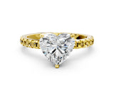 Yellow gold Heart Cut Diamond Solitaire Ring with Round with Yellow Sapphire side stone Pavé Band and Four-Prong Setting_36