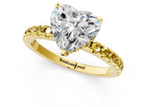 Yellow gold Heart Cut Diamond Solitaire Ring with Round with Yellow Sapphire side stone Pavé Band and Four-Prong Setting_37