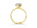 Yellow gold Heart Cut Diamond Solitaire Ring with Round with Yellow Sapphire side stone Pavé Band and Prong Setting_15