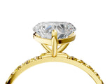 Yellow gold Heart Cut Diamond Solitaire Ring with Round with Yellow Sapphire side stone Pavé Band and Prong Setting_16