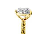 Yellow gold Heart Cut Diamond Solitaire Ring with Round with Yellow Sapphire side stone Pavé Band and Prong Setting_17