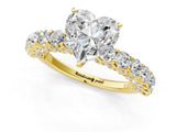 Yellow gold Heart Cut Diamond Solitaire Ring with Shared Prong Pavé Band and Four-Prong Setting_85