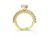 Yellow gold Heart Cut Diamond Solitaire Ring with Shared Prong Pavé Band and Four-Prong Setting_87