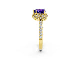 Yellow gold Heart Cut Diamond Solitaire Ring with Shared Prong Pavé Band_2