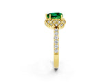 Yellow gold Heart Cut Diamond Solitaire Ring with Shared Prong Pavé Band_2