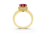 Yellow gold Heart Cut Diamond Solitaire Ring with Shared Prong Pavé Band_3