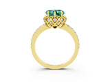 Yellow gold Heart Cut Diamond Solitaire Ring with Shared Prong Pavé Band_3