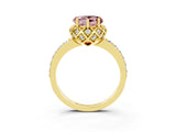 Yellow gold Heart Cut Diamond Solitaire Ring with Shared Prong Pavé Band_3