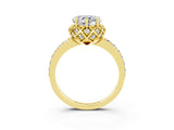 Yellow gold Heart Cut Diamond Solitaire Ring with Shared Prong Pavé Band_3