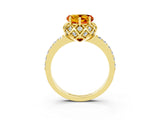 Yellow gold Heart Cut Diamond Solitaire Ring with Shared Prong Pavé Band_3
