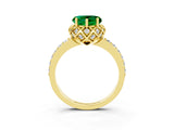 Yellow gold Heart Cut Diamond Solitaire Ring with Shared Prong Pavé Band_3