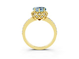 Yellow gold Heart Cut Diamond Solitaire Ring with Shared Prong Pavé Band_3