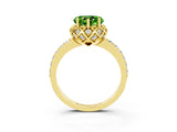 Yellow gold Heart Cut Diamond Solitaire Ring with Shared Prong Pavé Band_3