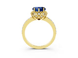 Yellow gold Heart Cut Diamond Solitaire Ring with Shared Prong Pavé Band_3