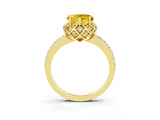 Yellow gold Heart Cut Diamond Solitaire Ring with Shared Prong Pavé Band_3