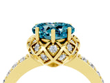 Yellow gold Heart Cut Diamond Solitaire Ring with Shared Prong Pavé Band_4