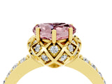 Yellow gold Heart Cut Diamond Solitaire Ring with Shared Prong Pavé Band_4