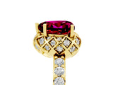 Yellow gold Heart Cut Diamond Solitaire Ring with Shared Prong Pavé Band_5