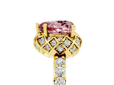 Yellow gold Heart Cut Diamond Solitaire Ring with Shared Prong Pavé Band_5