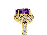 Yellow gold Heart Cut Diamond Solitaire Ring with Shared Prong Pavé Band_5
