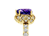 Yellow gold Heart Cut Diamond Solitaire Ring with Shared Prong Pavé Band_5