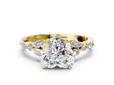 Yellow gold Heart Cut Diamond Solitaire Ring with Side Stones and Four-Prong Setting_43