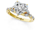 Yellow gold Heart Cut Diamond Solitaire Ring with Side Stones and Four-Prong Setting_44