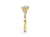 Yellow gold Heart Cut Diamond Solitaire Ring with Side Stones and Four-Prong Setting_45