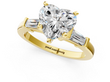 Yellow gold Heart Cut Diamond Solitaire Ring with Tapered Baguette Accents and Four-Prong Setting_76