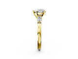 Yellow gold Heart Cut Diamond Solitaire Ring with Tapered Baguette Accents and Four-Prong Setting_77