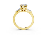 Yellow gold Heart Cut Diamond Solitaire Ring with Tapered Baguette Accents and Four-Prong Setting_78