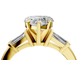 Yellow gold Heart Cut Diamond Solitaire Ring with Tapered Baguette Accents and Four-Prong Setting_79