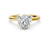Yellow gold Heart Cut Diamond Solitaire Ring with Thin Band and Prong Setting_12