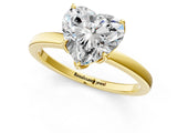 Yellow gold Heart Cut Diamond Solitaire Ring with Thin Band and Prong Setting_13