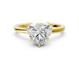 Yellow gold Heart Cut Diamond Solitaire Ring with Thin Band and Prong Setting_24