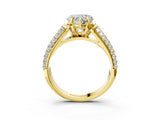 Yellow gold Heart Cut Diamond Solitaire Ring with Three-Row Pavé Band and Four-Prong Setting_52