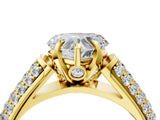 Yellow gold Heart Cut Diamond Solitaire Ring with Three-Row Pavé Band and Four-Prong Setting_53