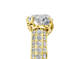 Yellow gold Heart Cut Diamond Solitaire Ring with Three-Row Pavé Band and Four-Prong Setting_54