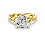 Yellow gold Heart Cut Diamond Solitaire Twist Band Prong Setting Ring_66