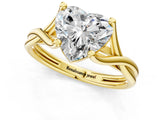 Yellow gold Heart Cut Diamond Solitaire Twist Band Prong Setting Ring_67